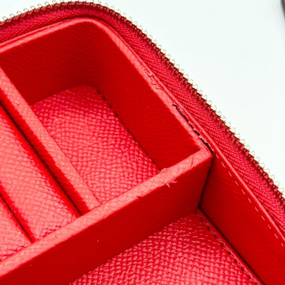 Small Coach Leather Travel Jewellery Box Red - Picture 6 of 13